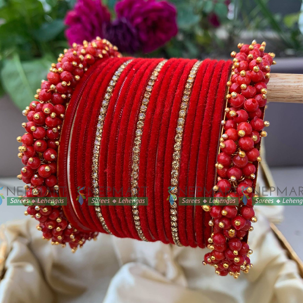 Red Velvet Bangle Chura Set Nepmart Your Saree Lehenga shop