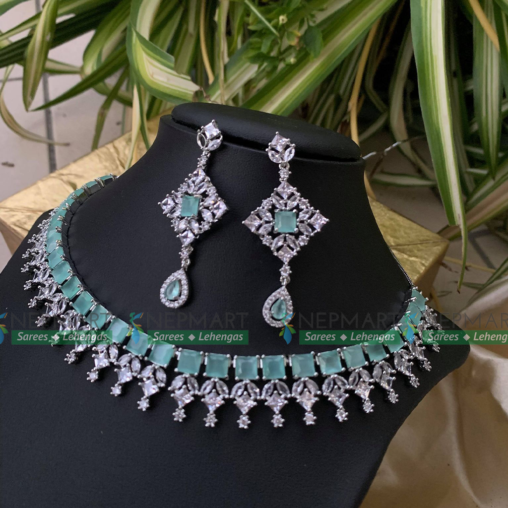American Diamond Necklace Set With Earring