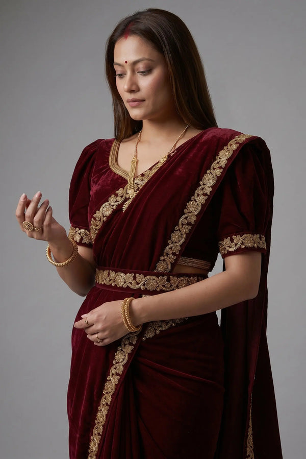 Velvet handwork saree sari set Nepmart