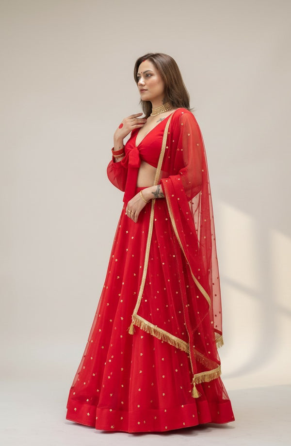 Red lehenga