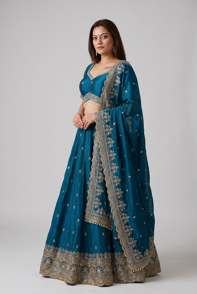 Teal Blue Lehenga Set