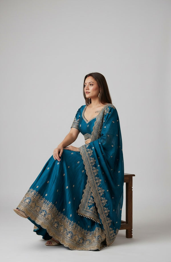 Teal Blue Lehenga Set