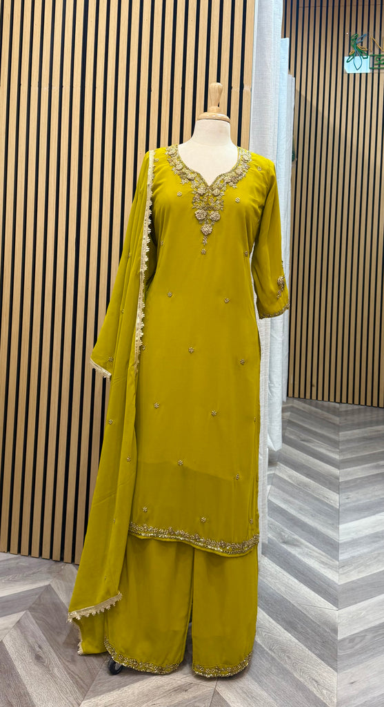 Olive Green Handwork Kurtha Set