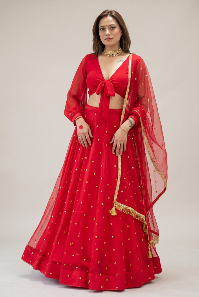 Red lehenga