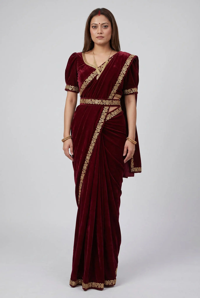Velvet handwork saree sari set Nepmart