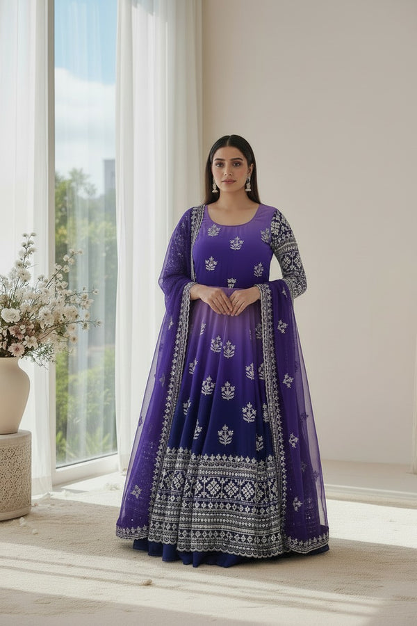 Purple Anarkali Set