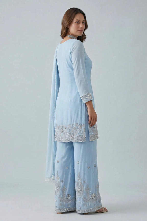 Sky Blue Handwork Sharara Set Nepmart | Your Saree & Lehenga Shop