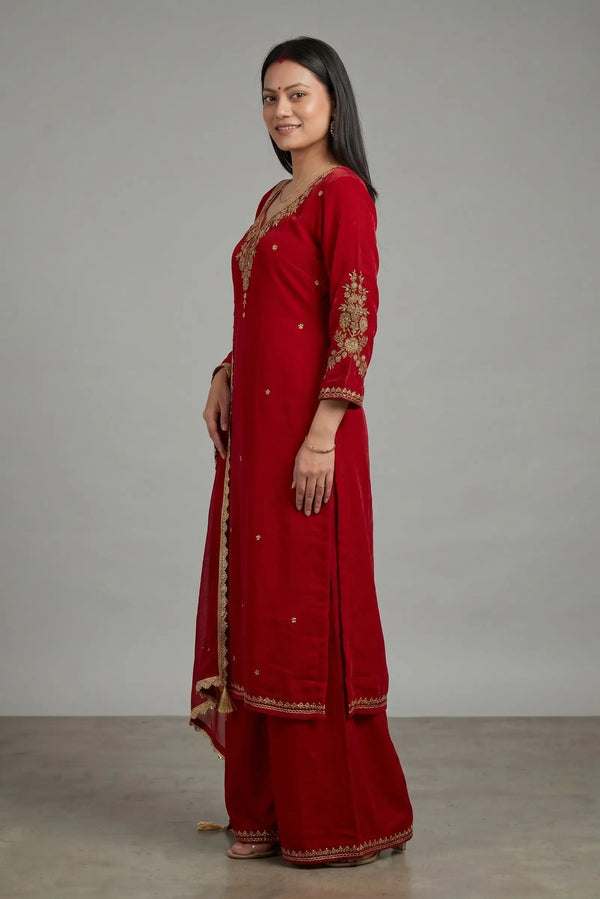 Red Handwork Kurtha Set Nepmart | Your Saree & Lehenga Shop