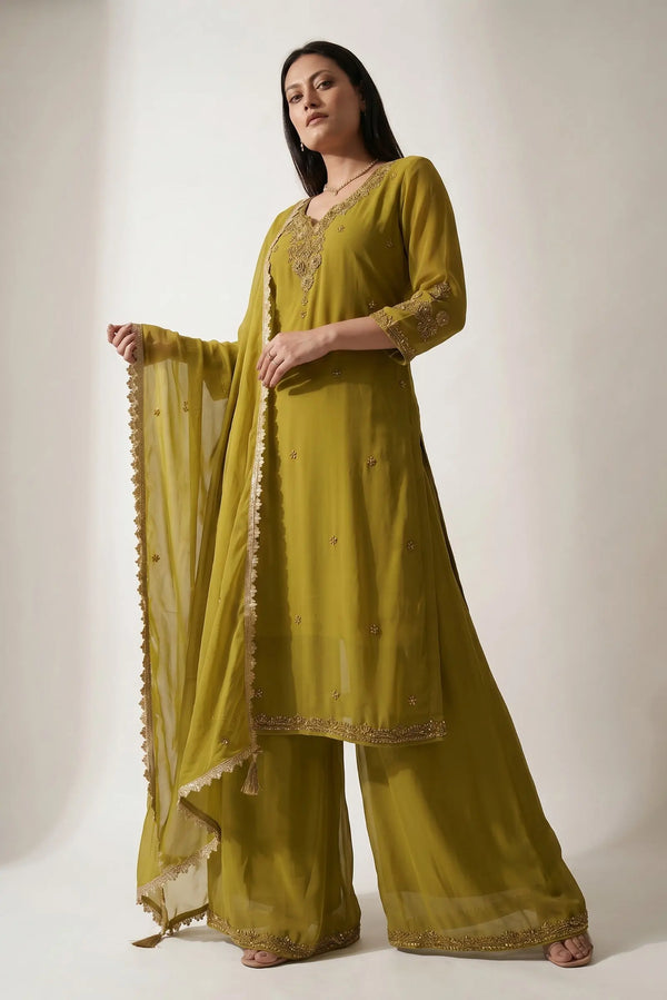 Olive Green Handwork Kurtha Set Nepmart | Your Saree & Lehenga Shop