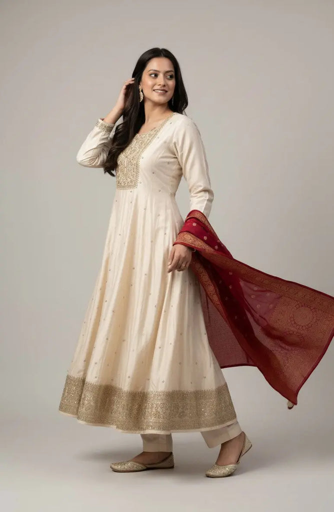 Cream Anarkali Kurtha Set Nepmart | Your Saree & Lehenga Shop