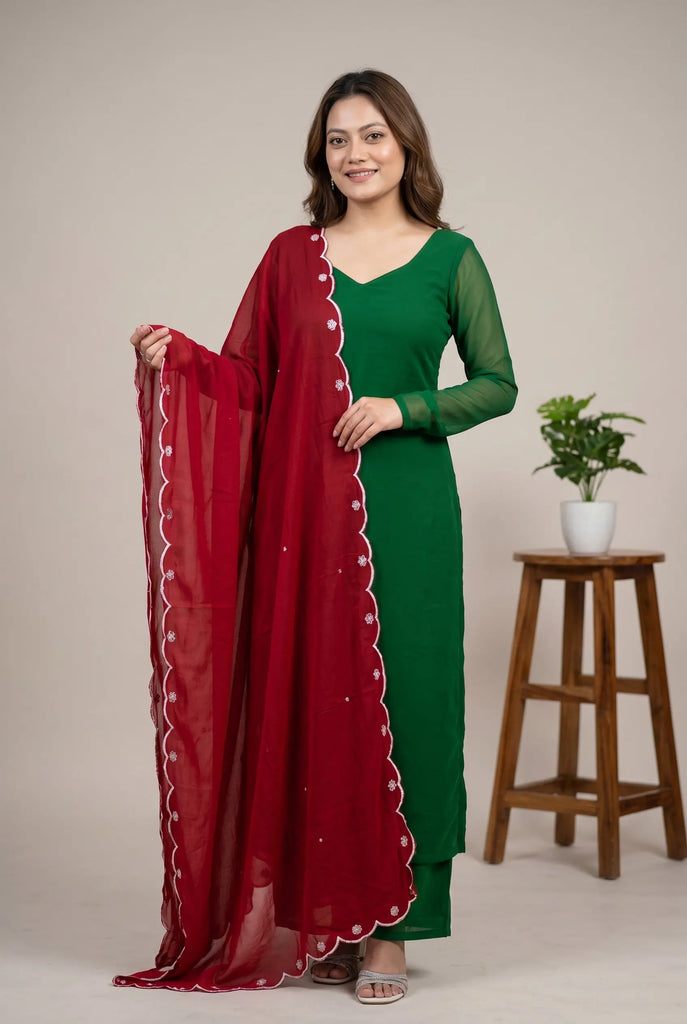 Green Georgette Kurtha Set - Nepmart | Your Saree & Lehenga Shop