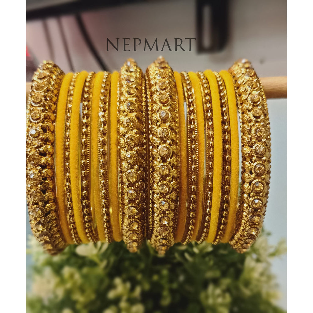 Gold Plated Metal Velvet Bangle
