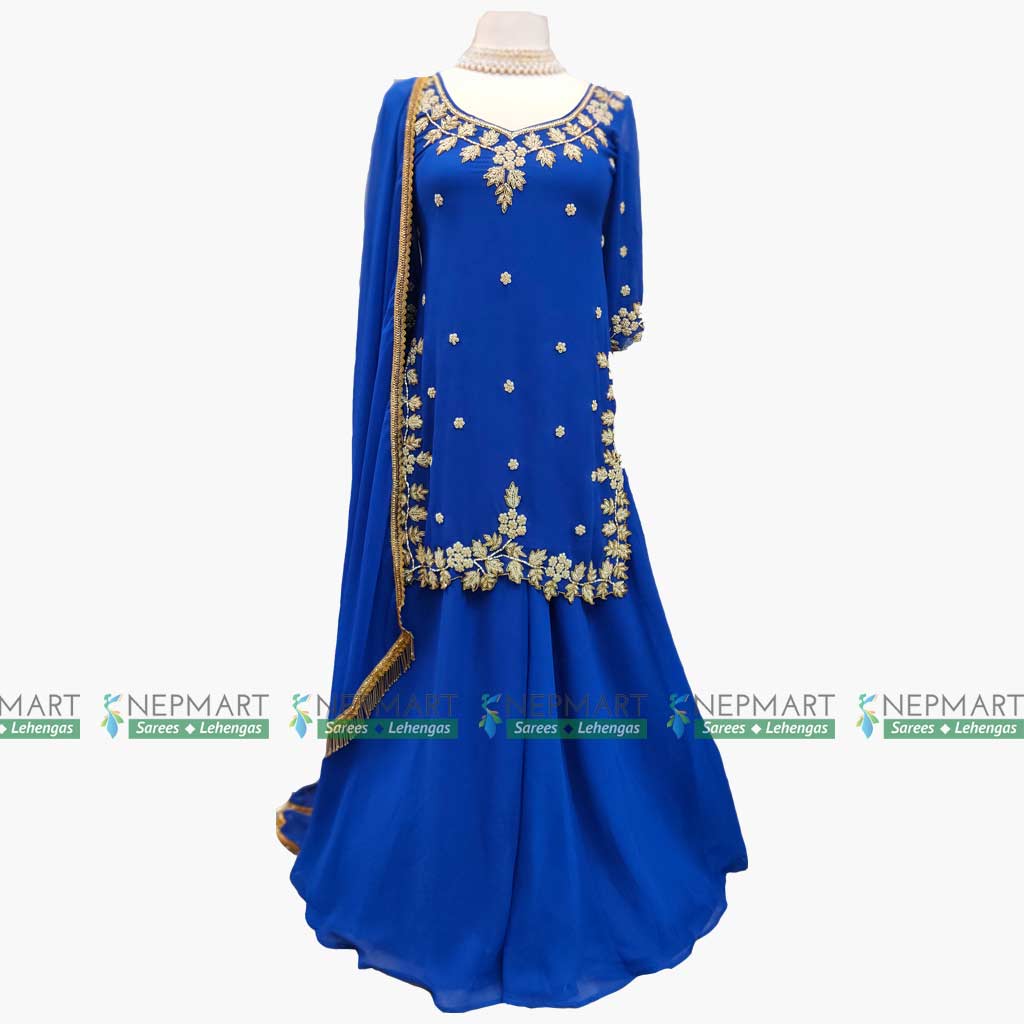 Royal blue Handwork Sharara Set