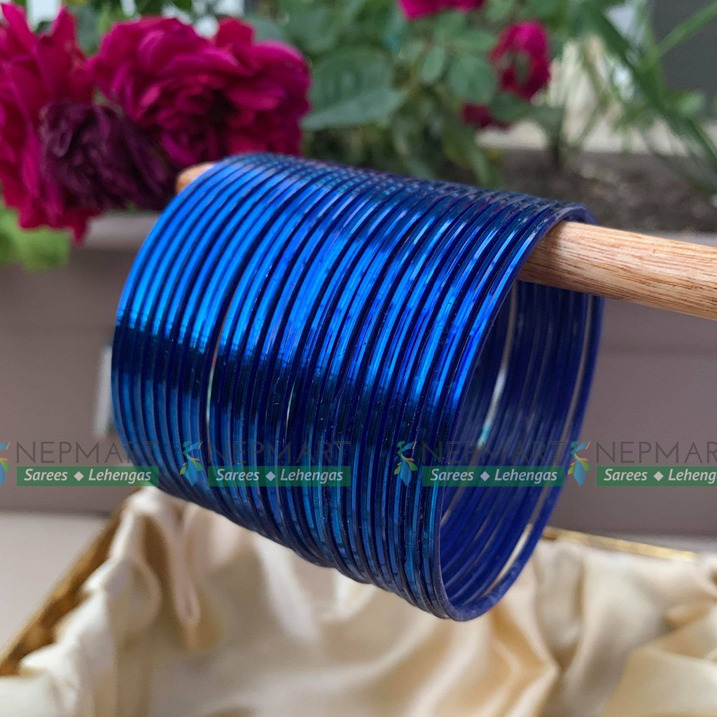 Royal Blue Metal Bangle Chura Set