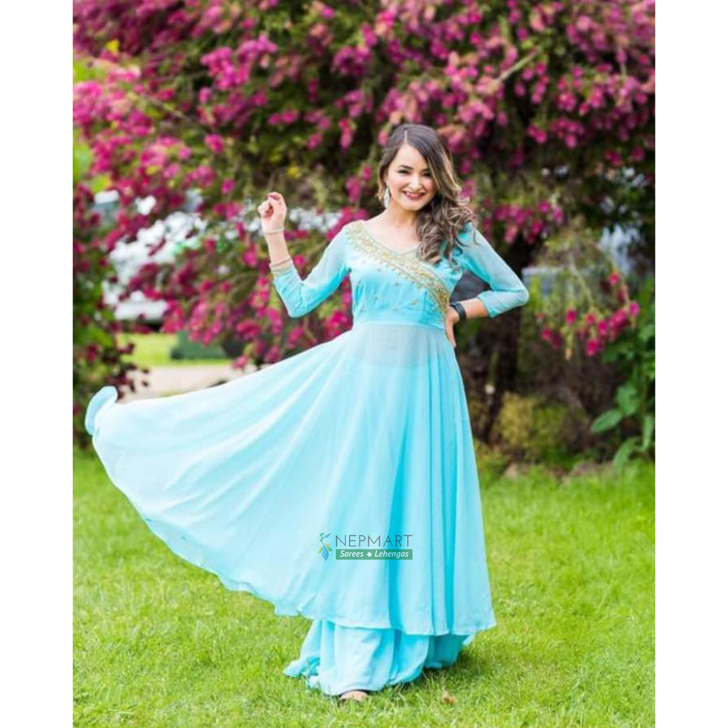 Handwork Sky Blue Kurtha