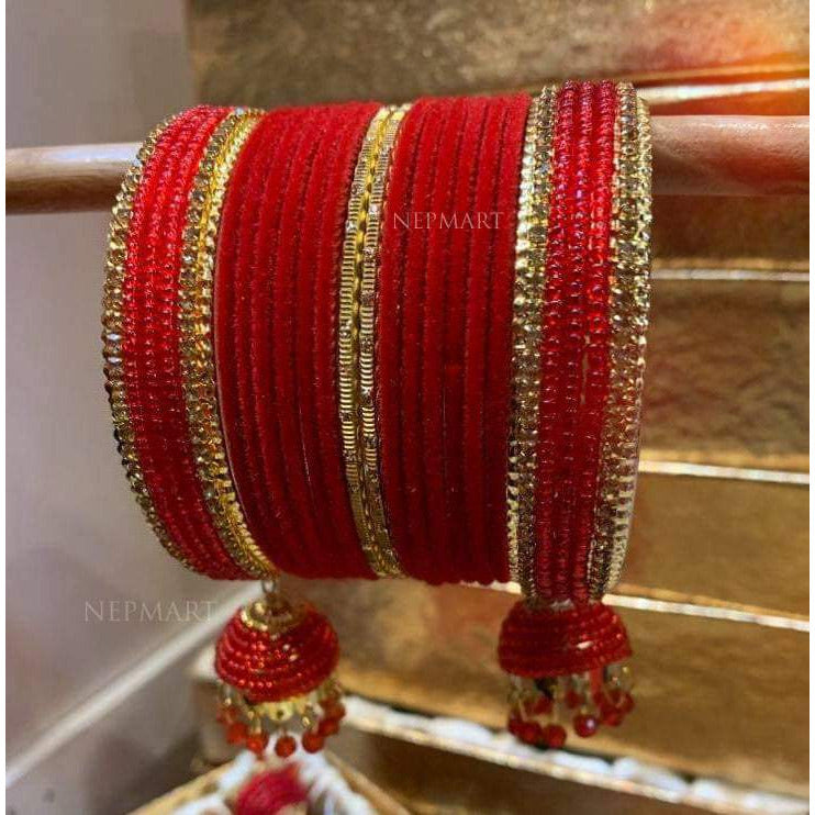 Red Metal Velvet Bangle