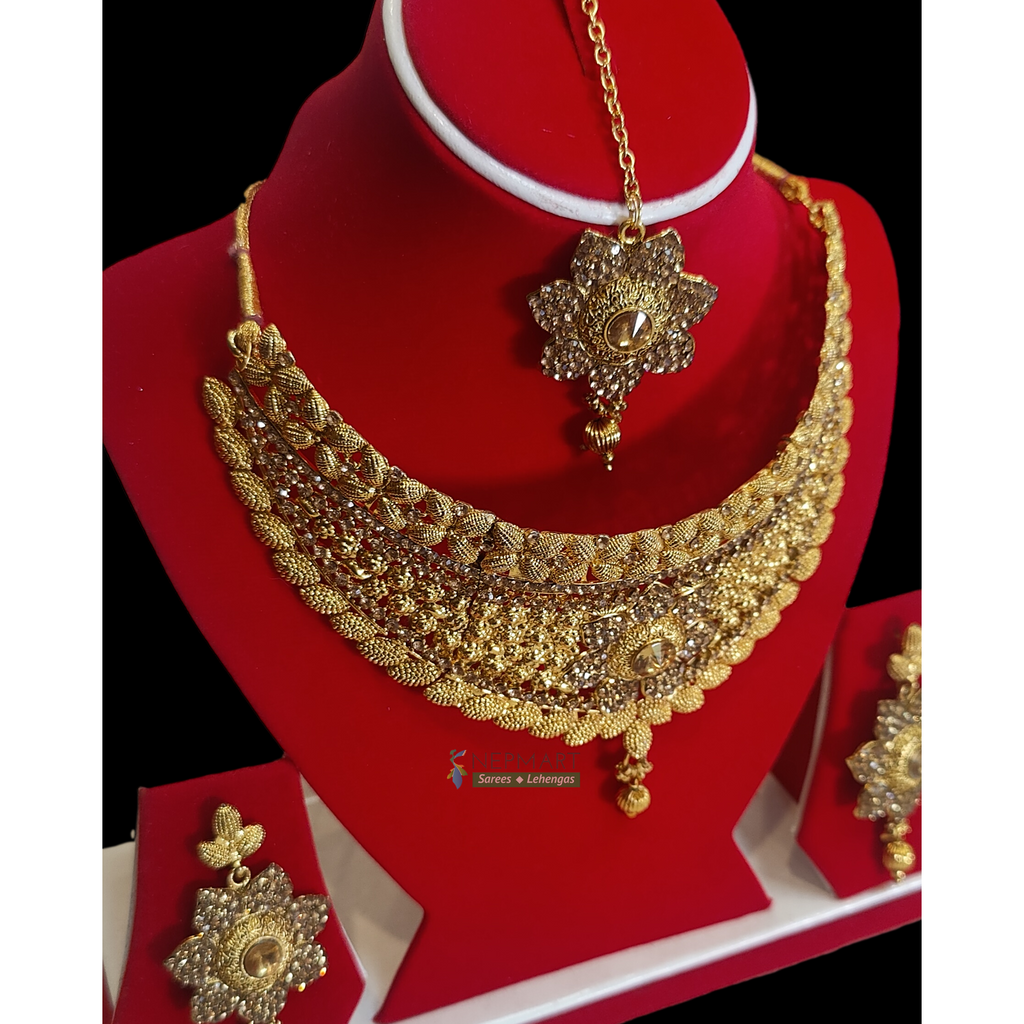 Gold plated necklace set Nepmart Your Saree Lehenga shop