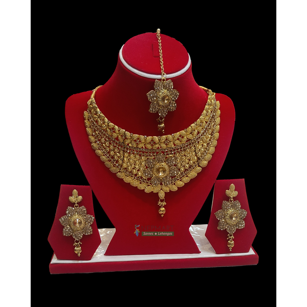 Gold plated necklace set Nepmart Your Saree Lehenga shop
