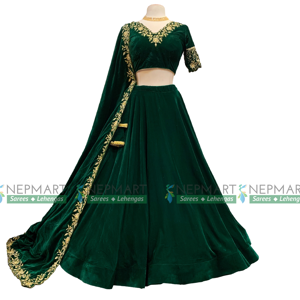 Green Handwork Leheng Choli
