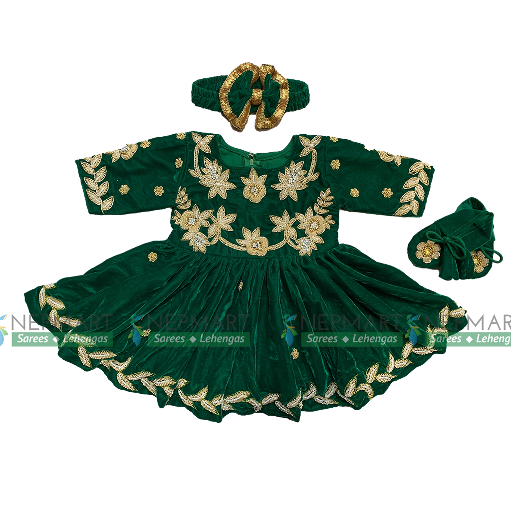 Handwork Green Velvet Pasni Set