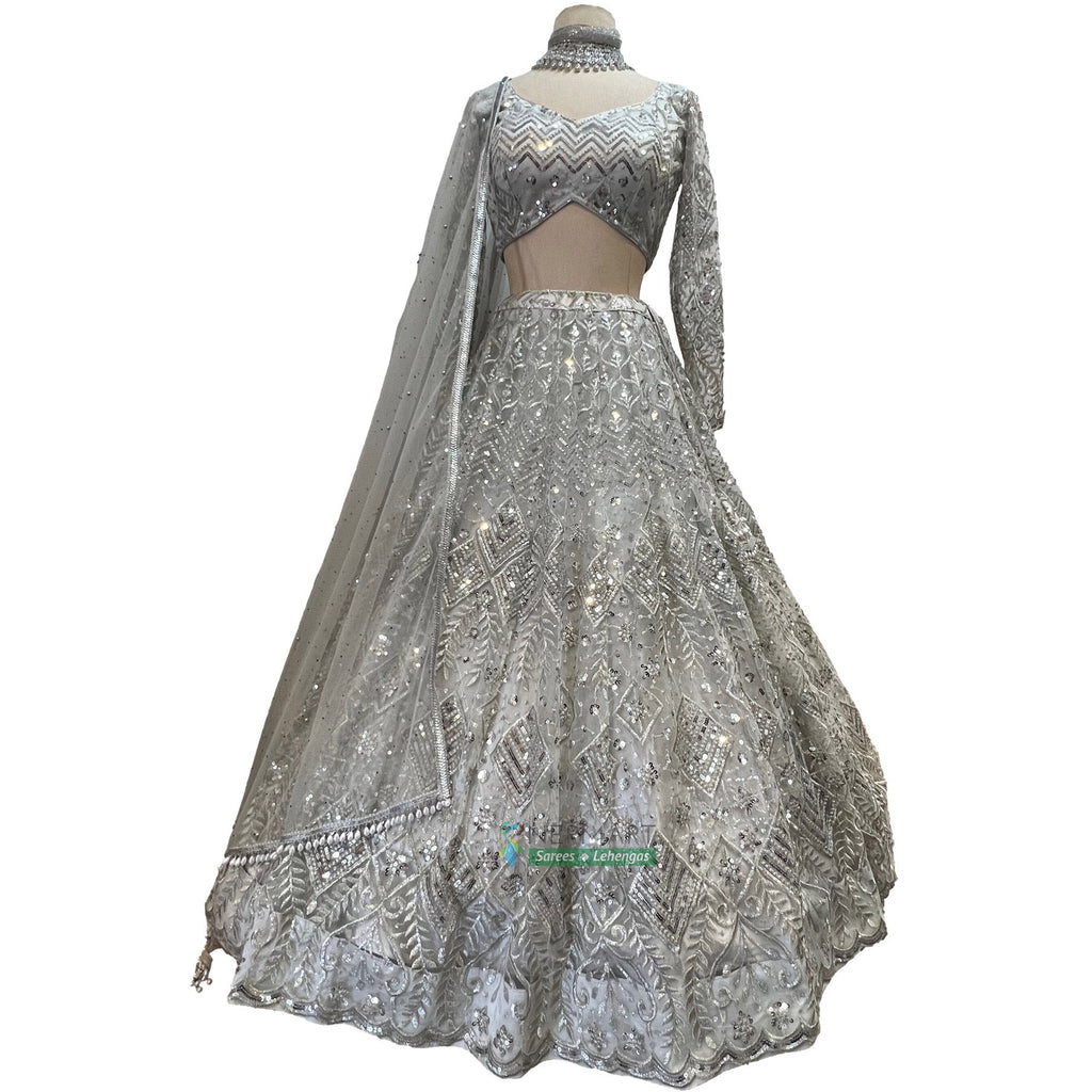 Net Grey Lehenga Set