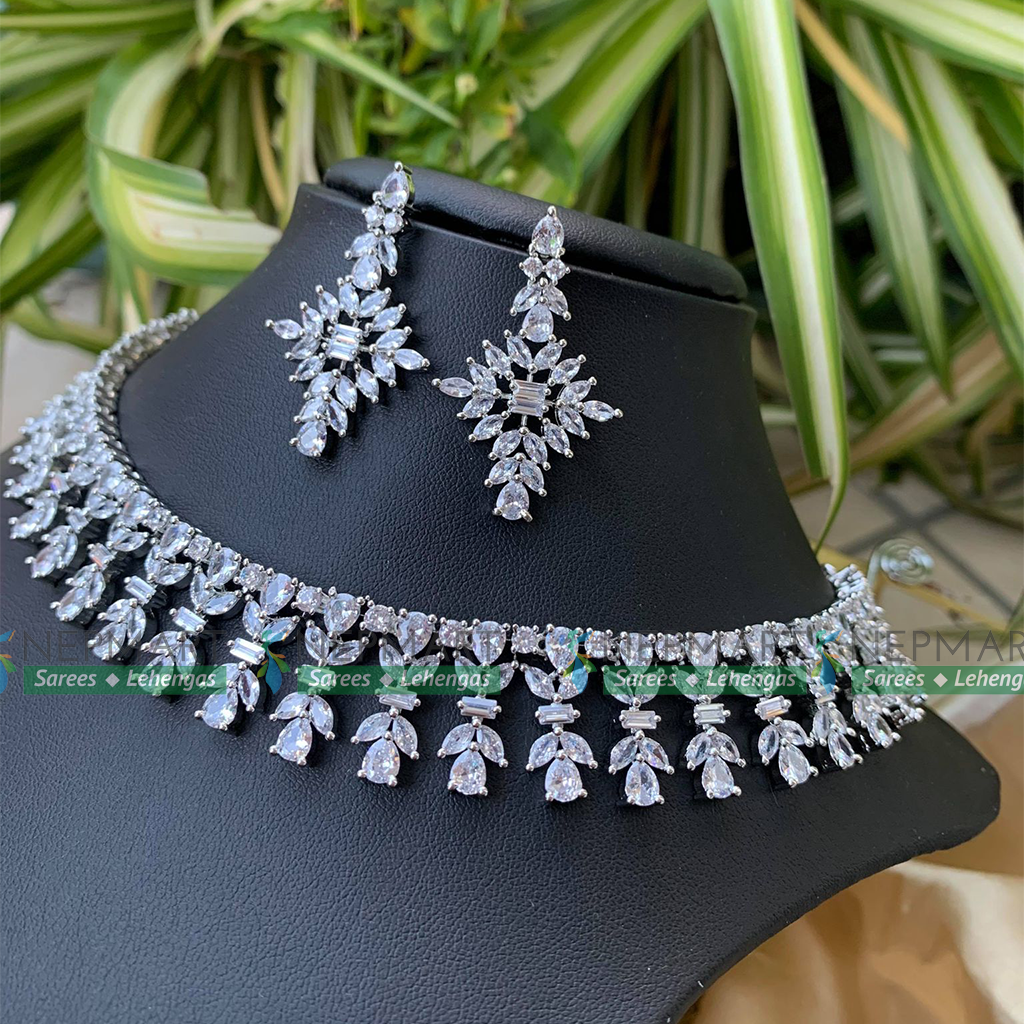 American Diamond Necklace Set With Earring