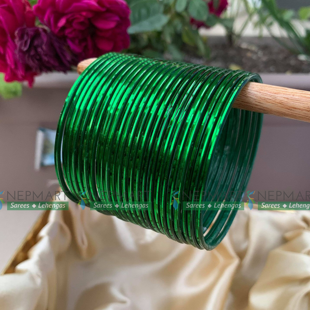 Green Metal Bangle Chura Set