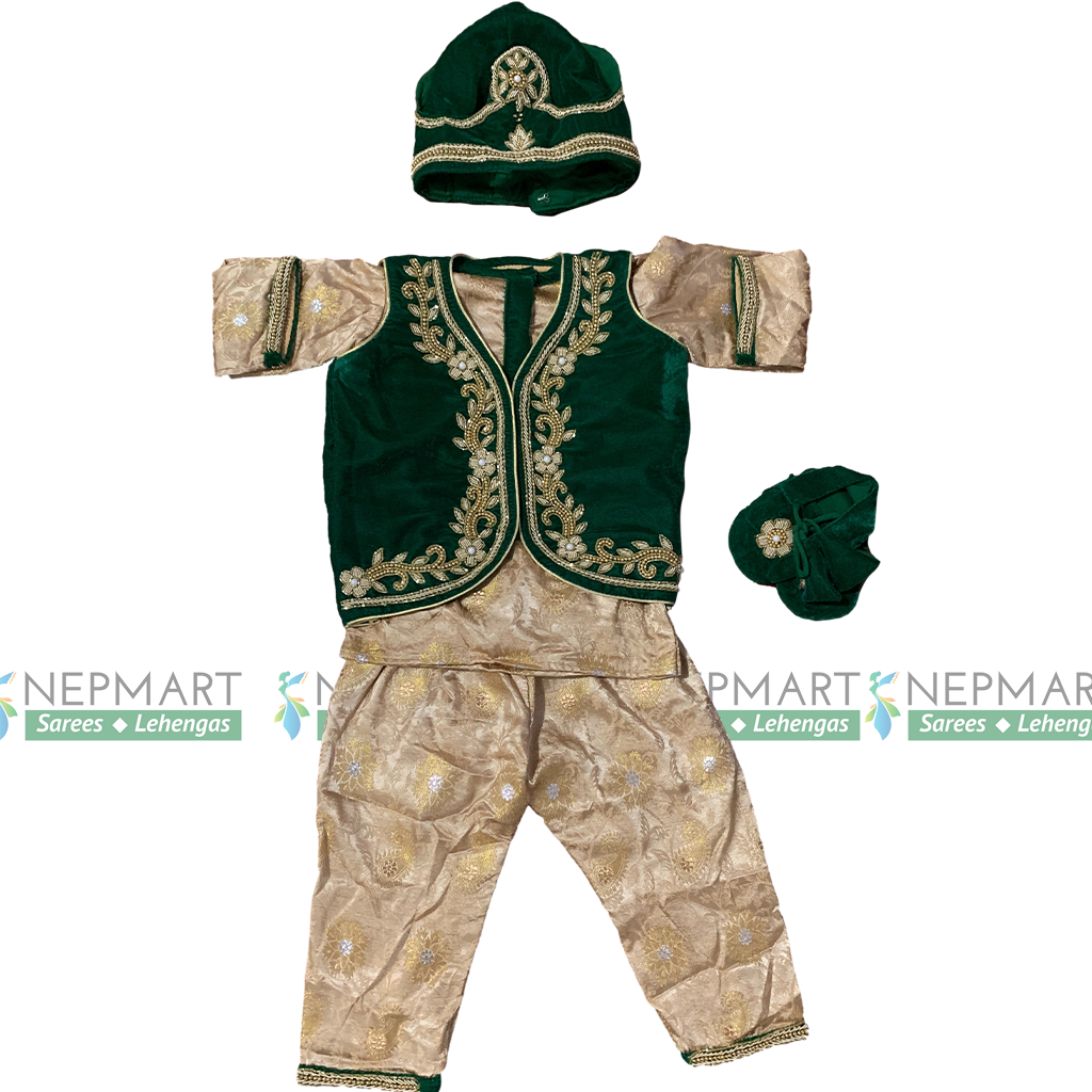 Handwork Green Velvet Pasni Set