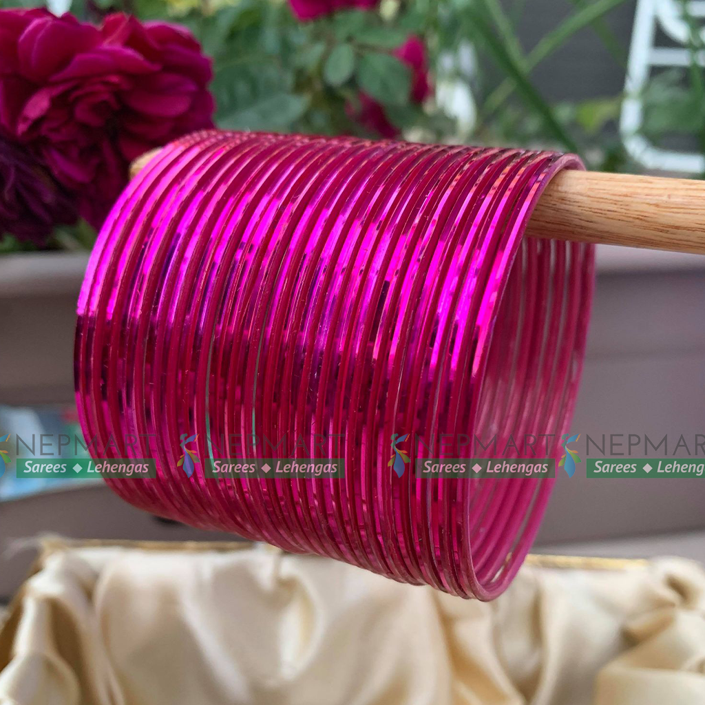 Rani Pink Metal Bangle Chura Set