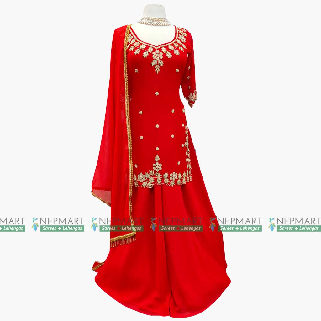 Red Handwork Sharara