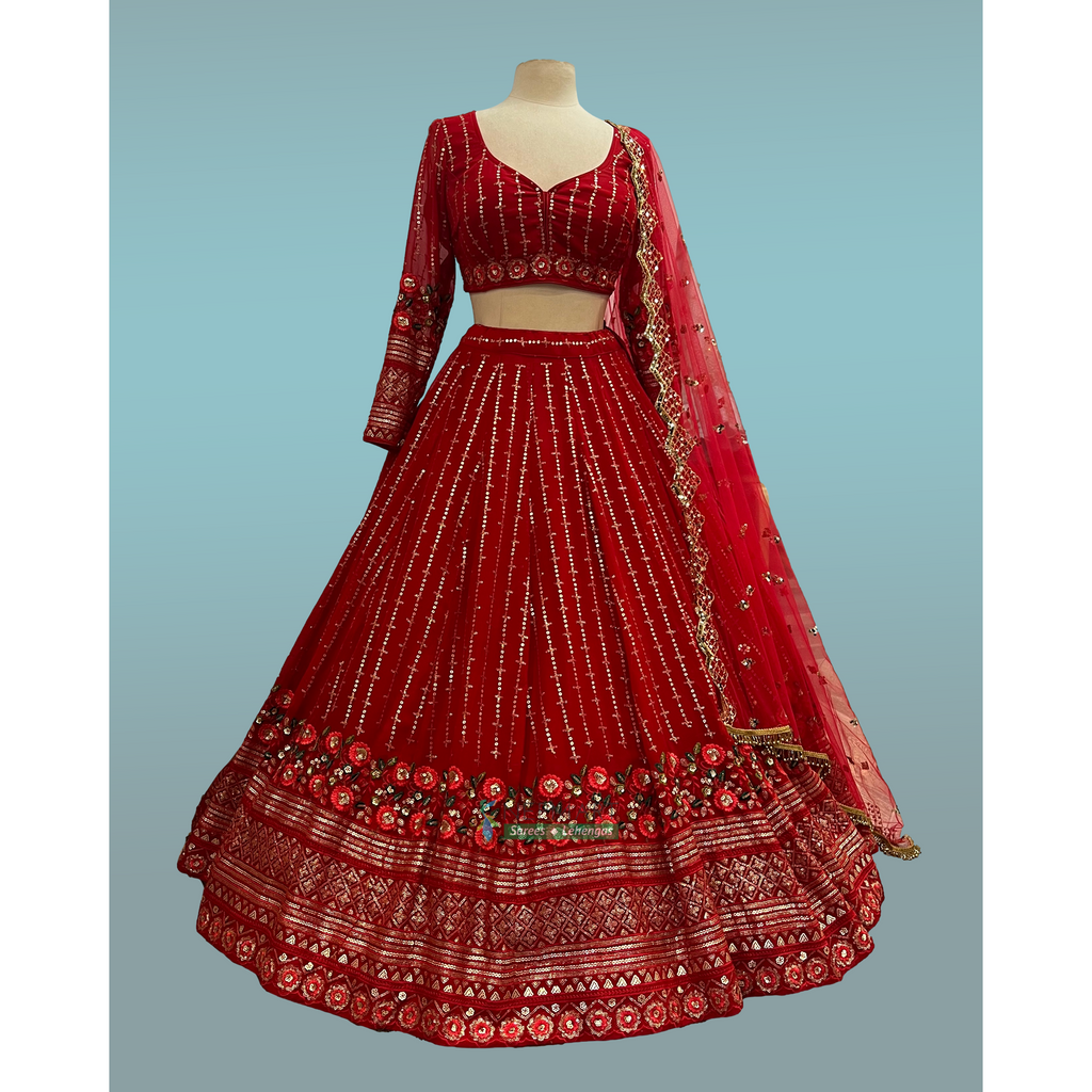 Red Georgette Lehenga Set