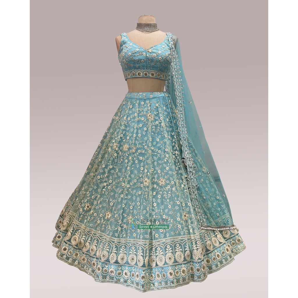 Sky Blue Net Lehenga Set