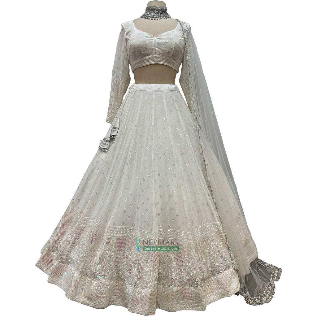 White shimmer Lehenga Set